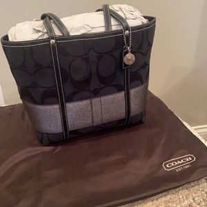 Coach Black Silver Colorblock Canvas Tote - NEW